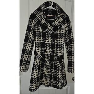 Express houndstooth wool blend belted trench-coat small Excellent Condition